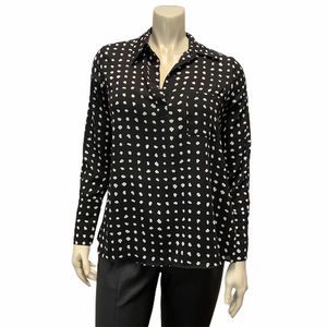 PLEIONE Black White Runic Top Blouse Medium